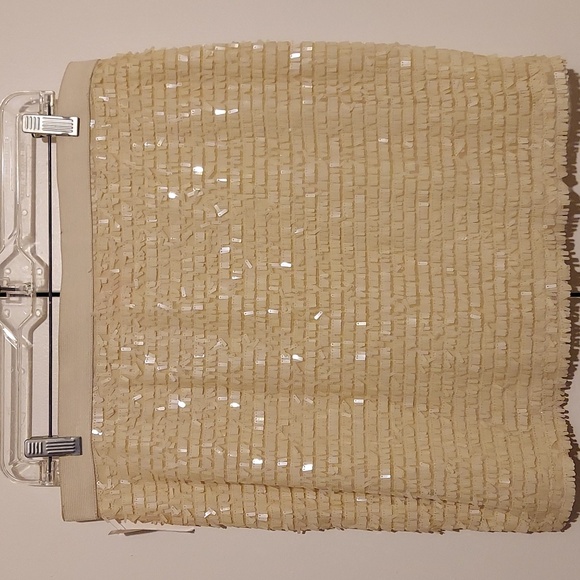 Joe Fresh Cream Colored Sequin Paillets Covered Mini Skirt Size Large - Picture 4 of 16